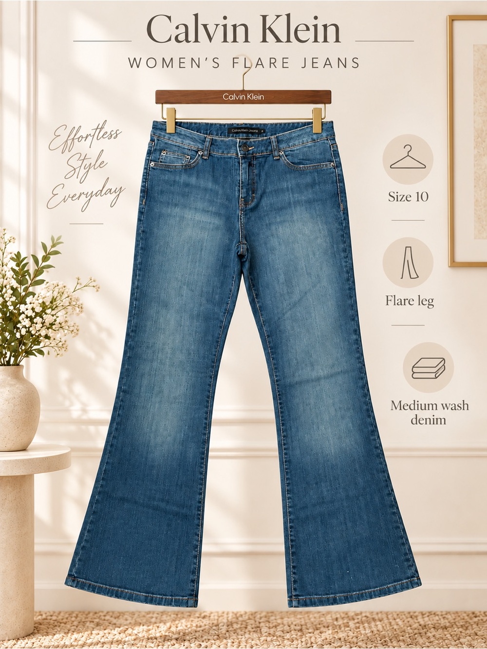 Calvin Klein Jeans Women’s 10 Flare Blue Denim NWT